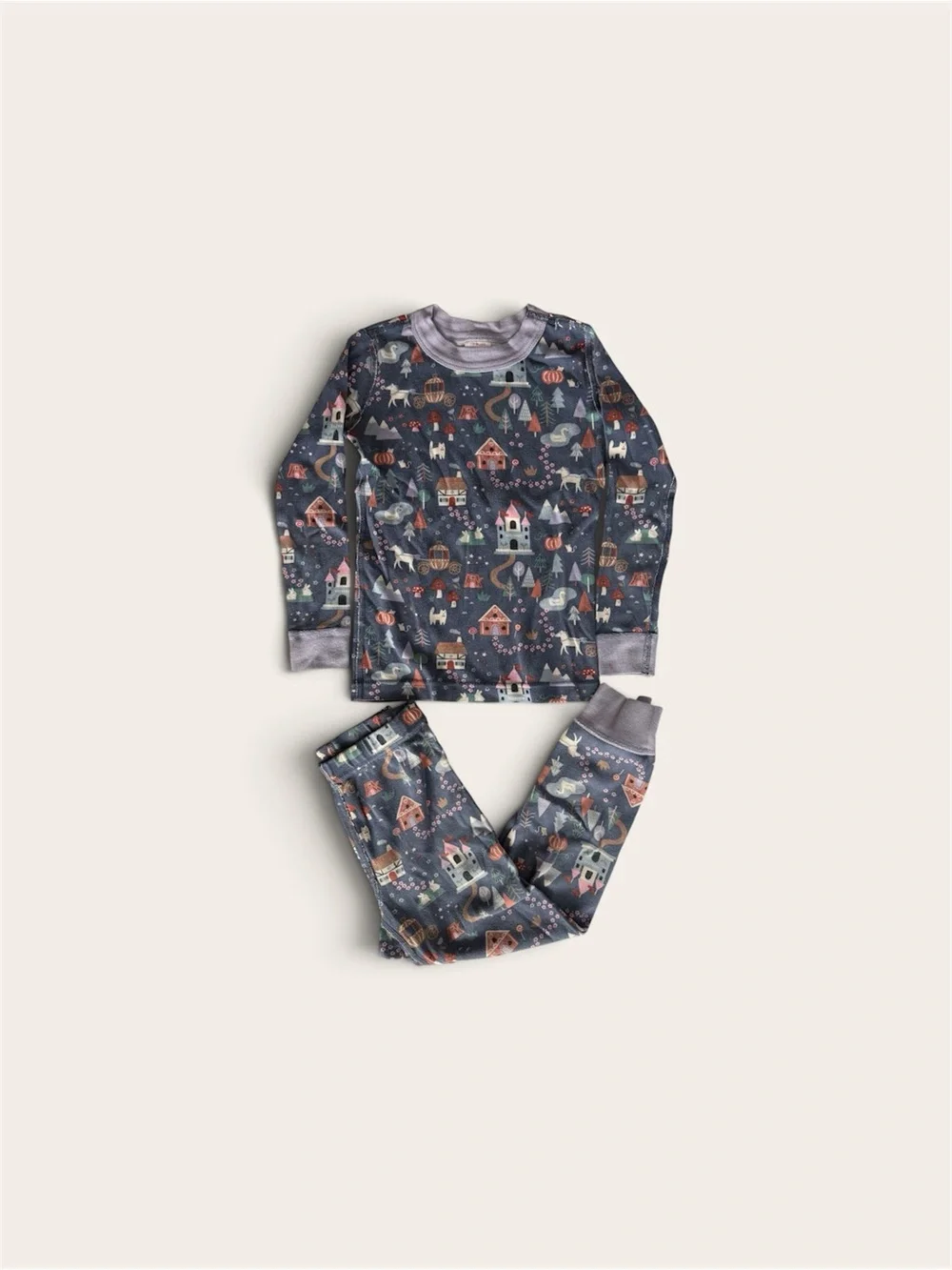 Hanna Andersson 5T Kids Cozy Village Print Pajama Set - navy blue